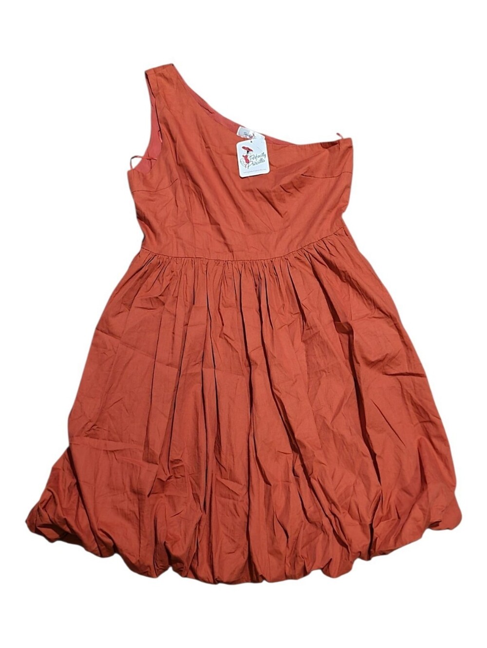 Rust One-Shoulder Bubble Dress